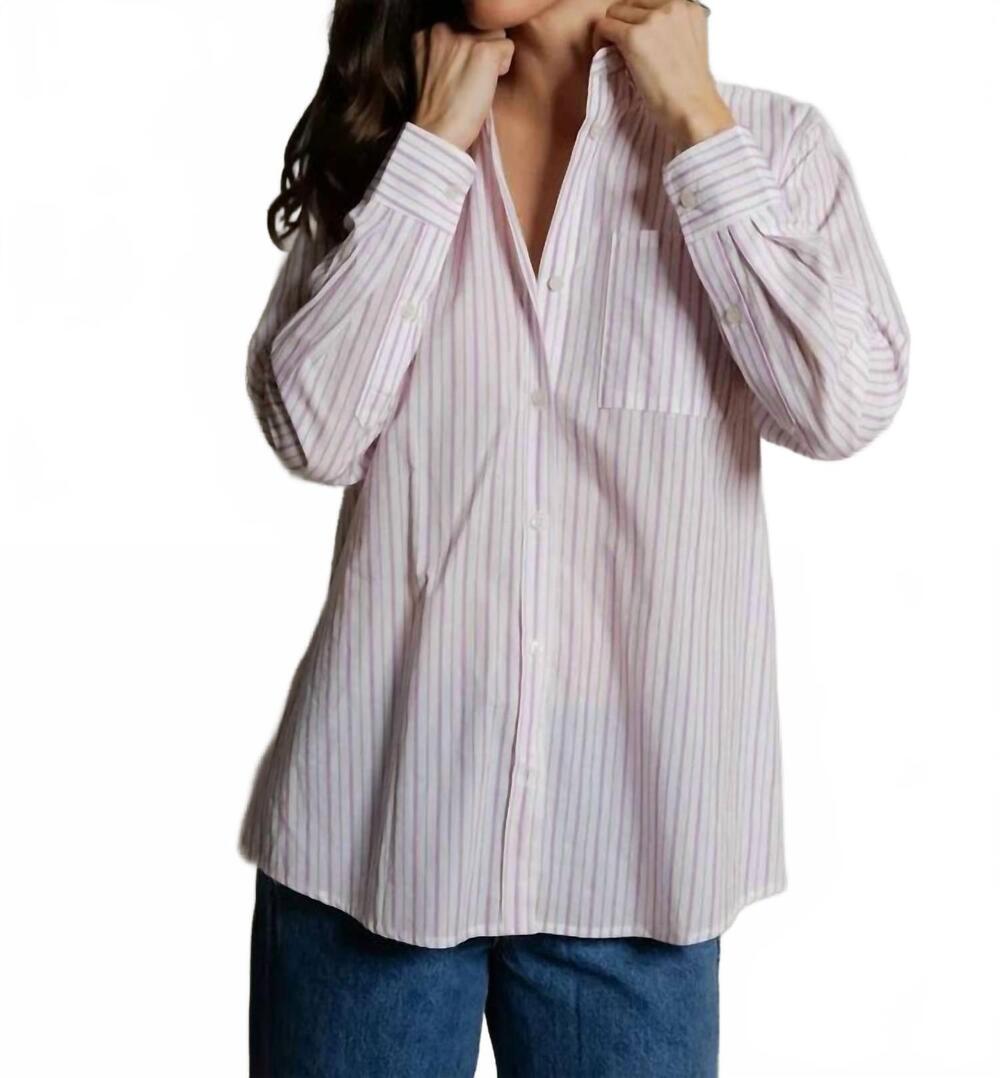 NEW PERFECTWHITETEE avalon button down shirt in ultraviolet stripe